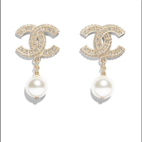 CHANEL Jewelry - CHANEL Classic Gold Crystal & Pearl Earrings